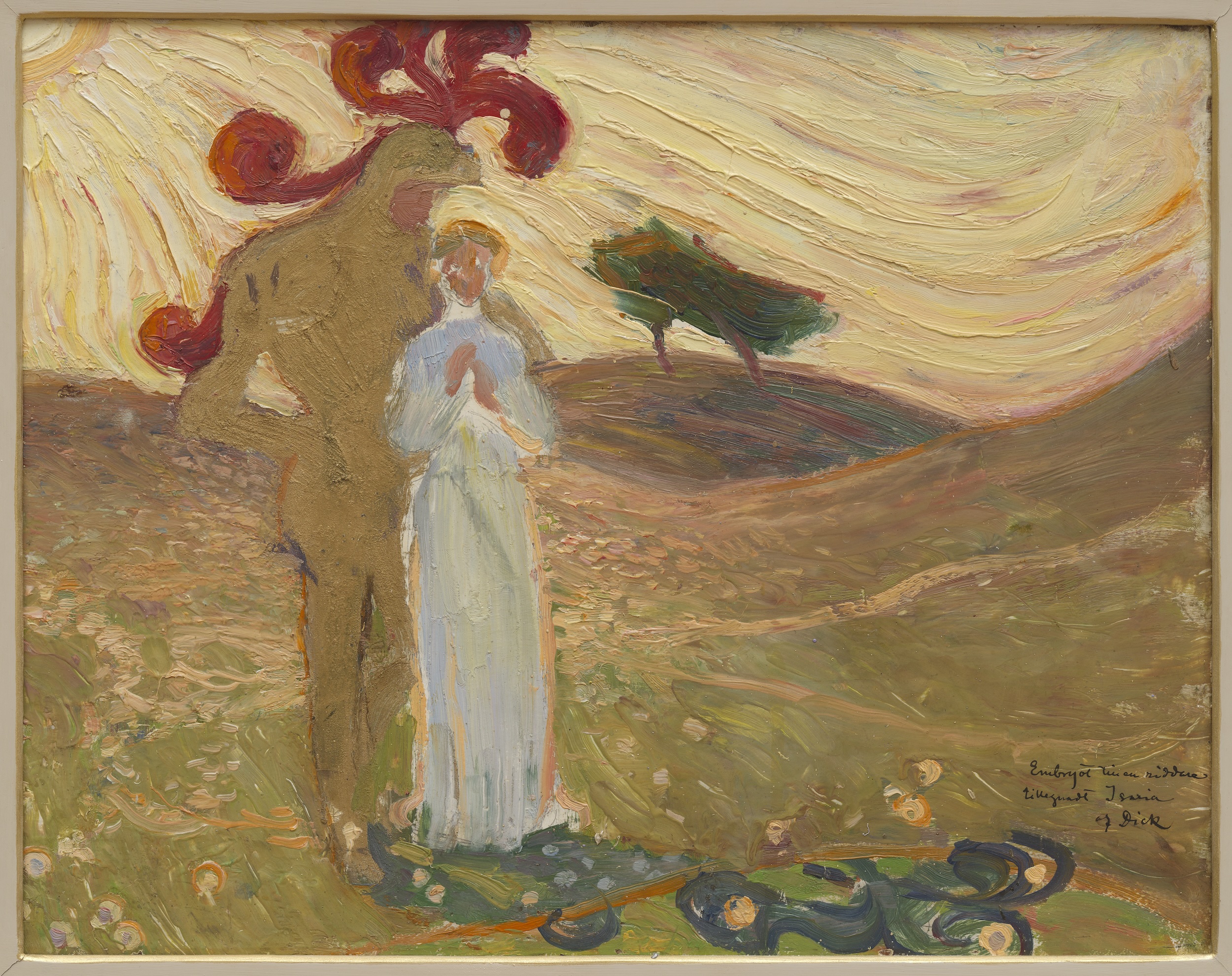 Richard Bergh, <em>Riddaren och jungfrun (förstudie), 1897, olja på pannå. Thielska Galleriet