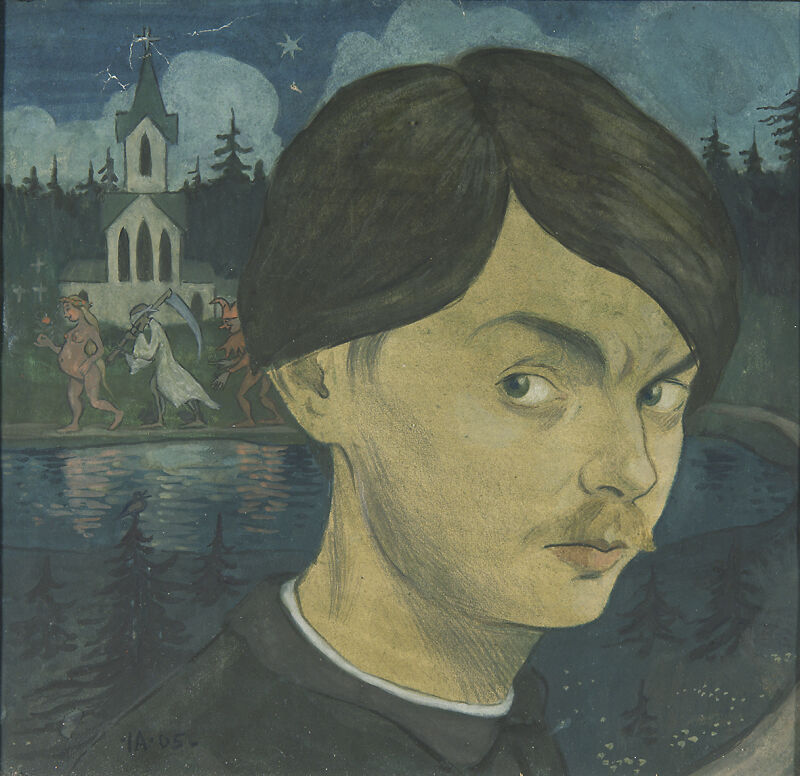 Ivar Arosenius, <em>Självporträtt</em>, 1905, gouache, Thielska Galleriet.